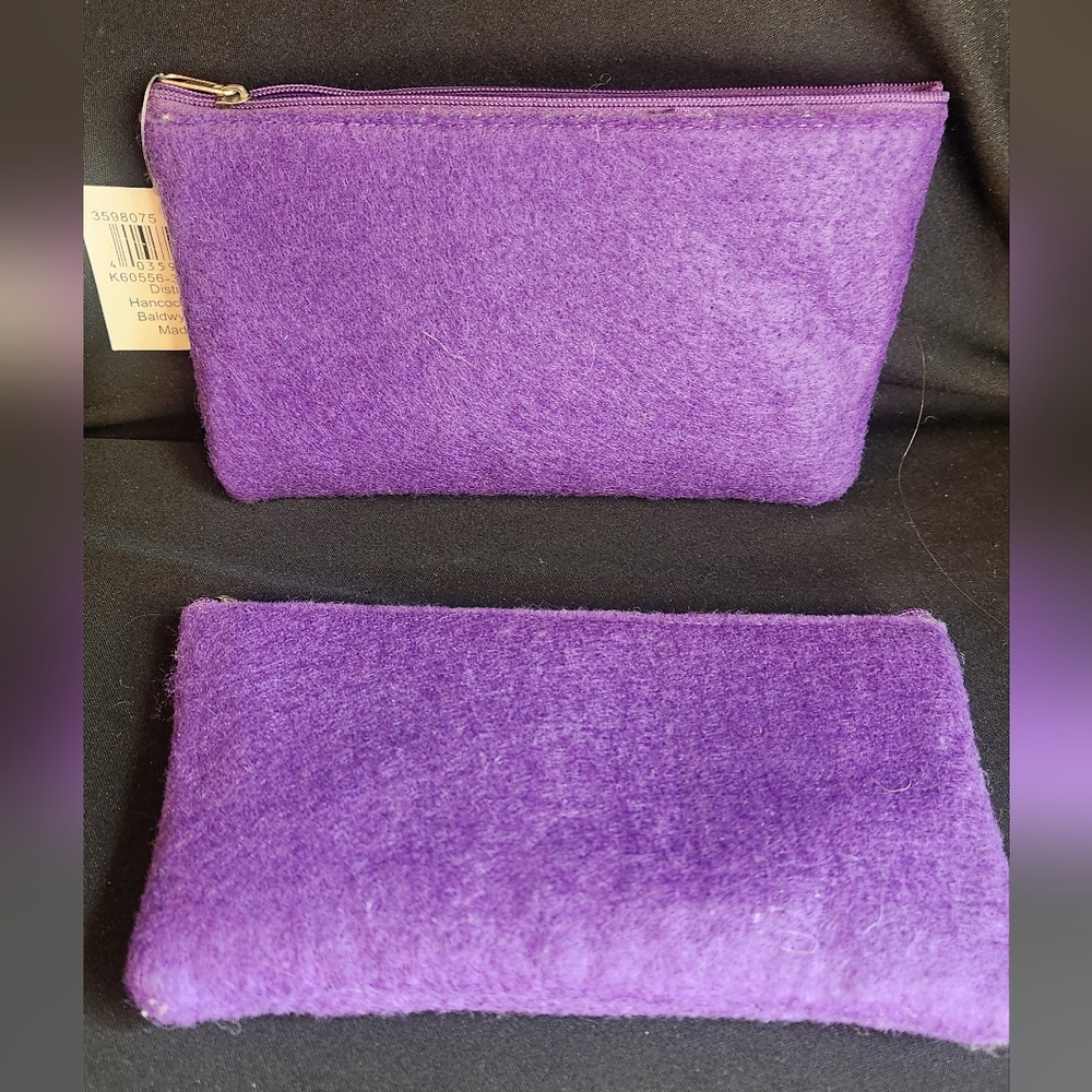 2 Small Felt Purse Bags New Purple Cosmetic Art Embrodery
